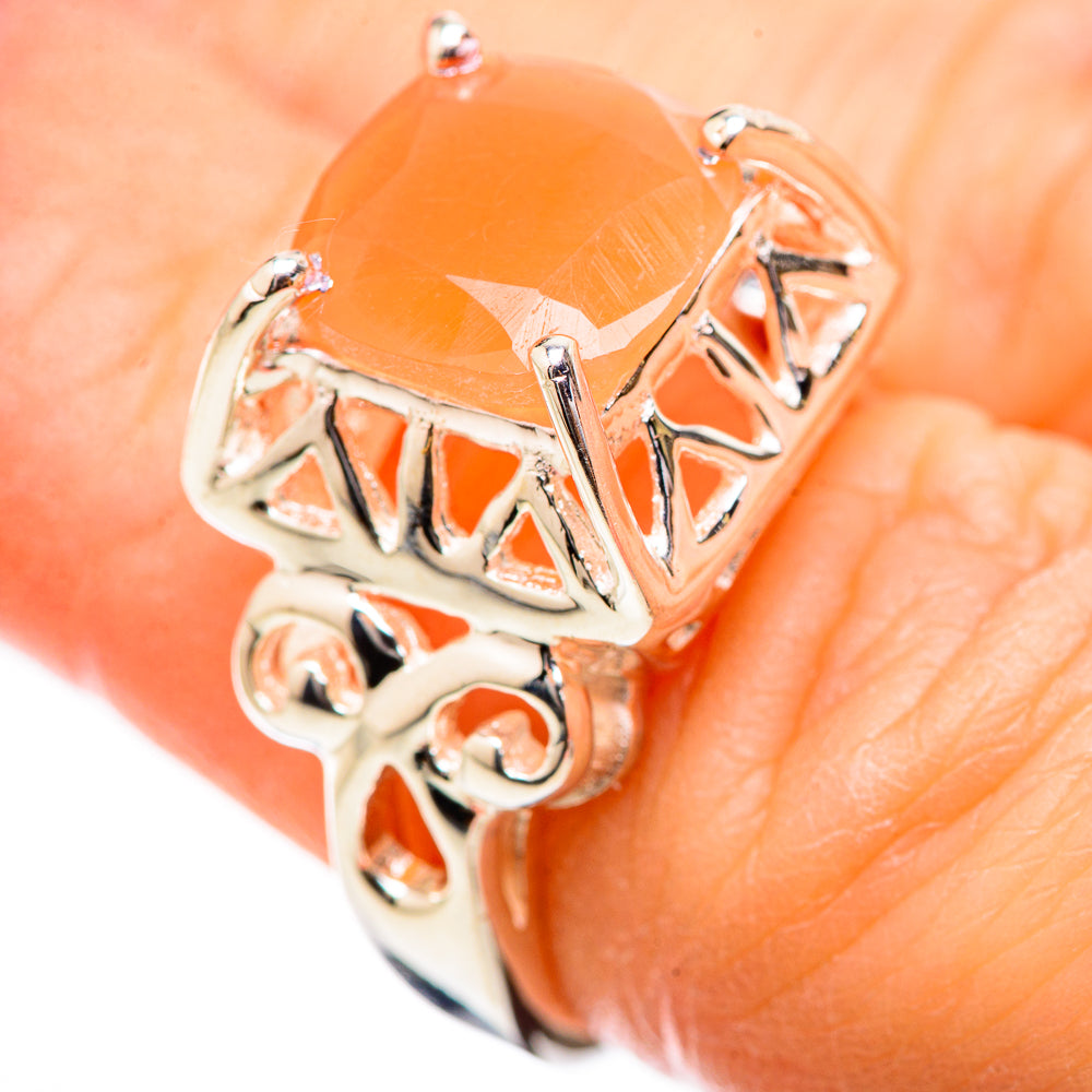 Peach Moonstone Rings handcrafted by Ana Silver Co - RING130425