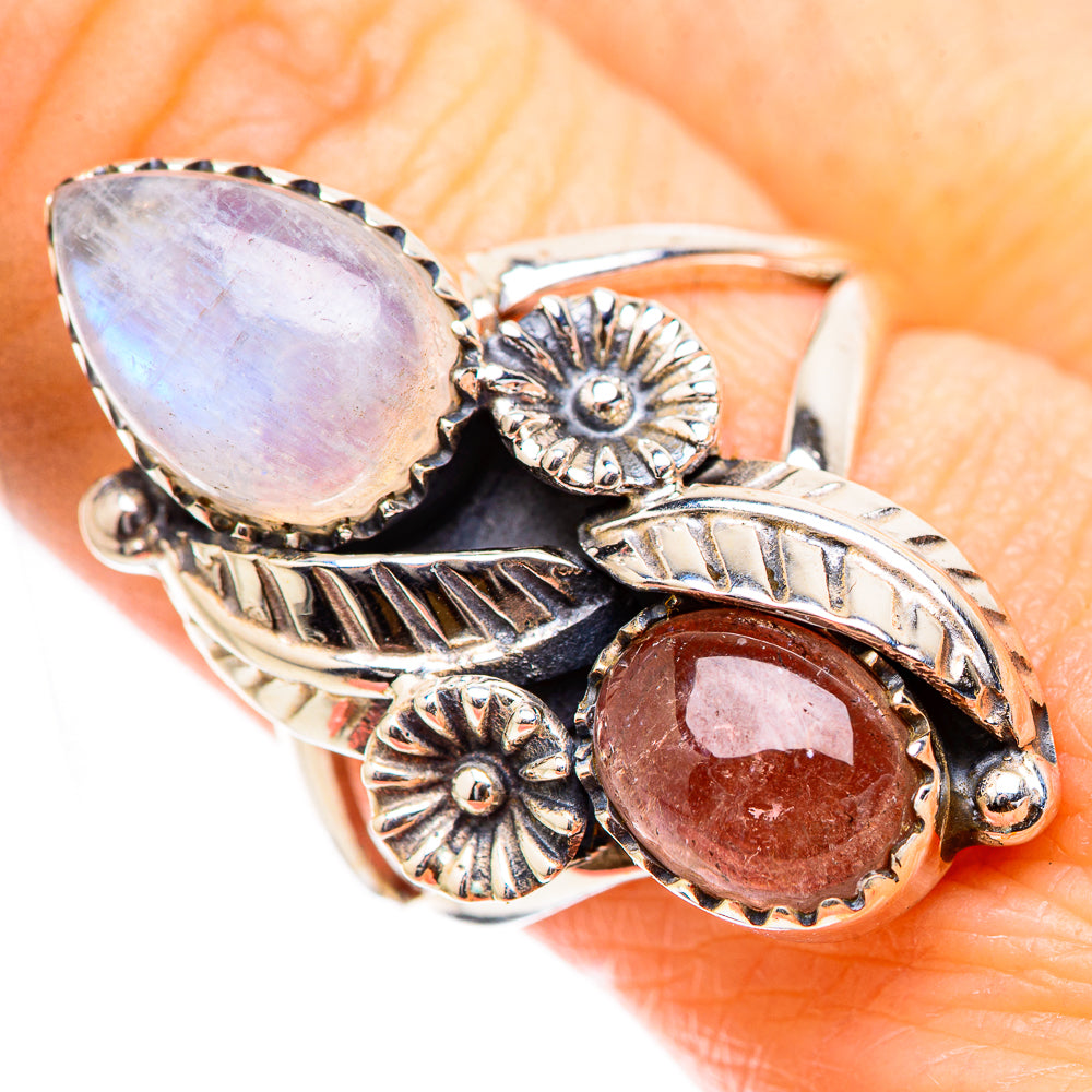 Rainbow Moonstone Rings handcrafted by Ana Silver Co - RING130430