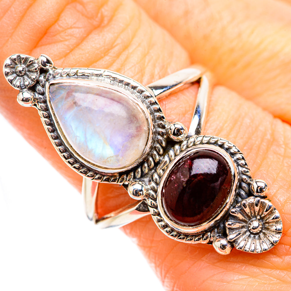 Rainbow Moonstone Rings handcrafted by Ana Silver Co - RING130431