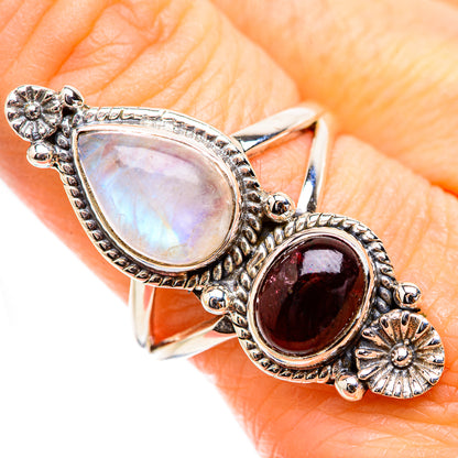 Rainbow Moonstone Rings handcrafted by Ana Silver Co - RING130431
