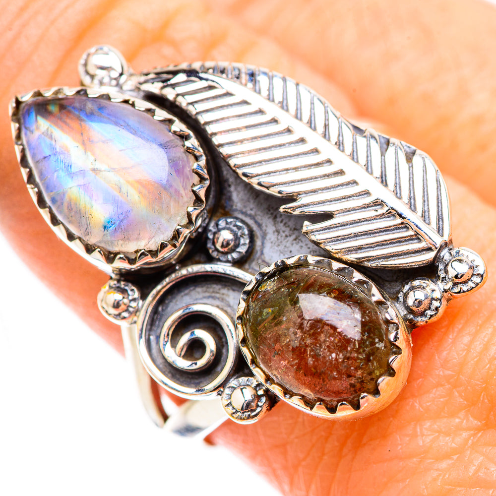 Rainbow Moonstone Rings handcrafted by Ana Silver Co - RING130437
