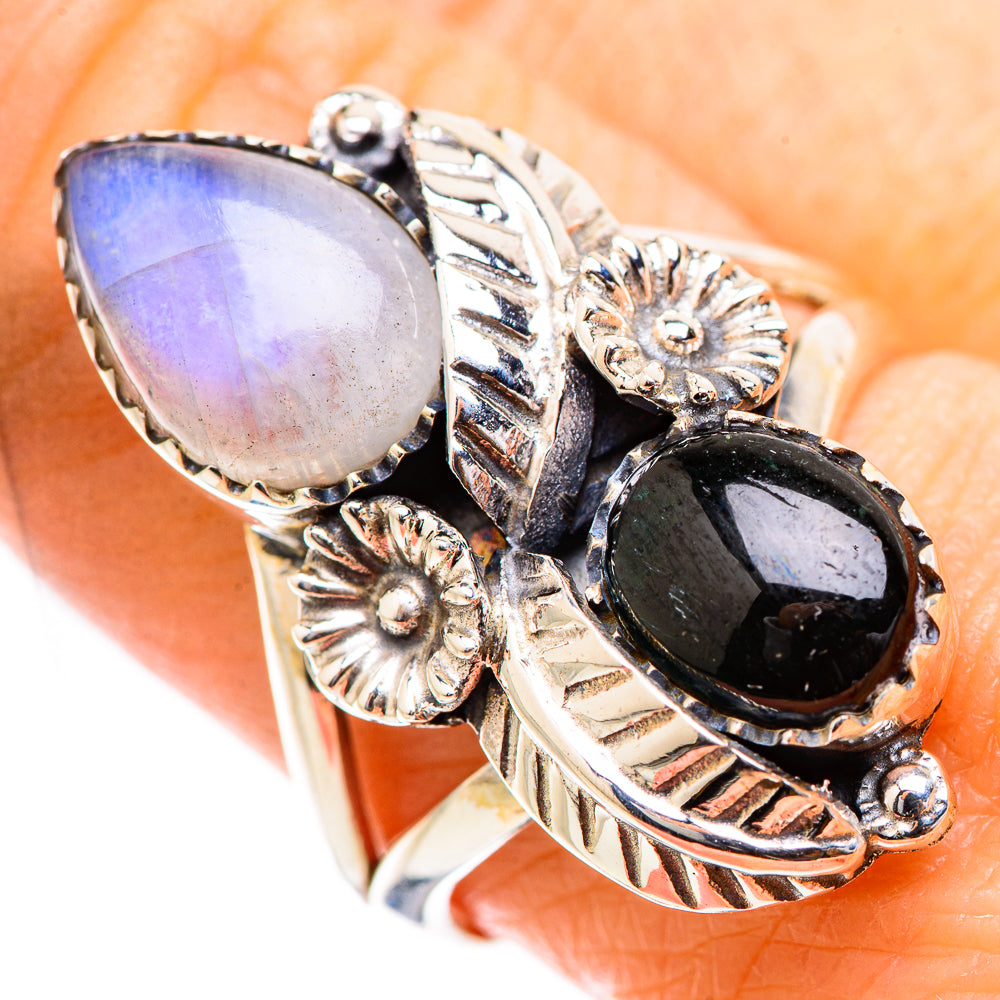 Rainbow Moonstone Rings handcrafted by Ana Silver Co - RING130449