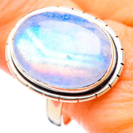 Rainbow Moonstone Rings handcrafted by Ana Silver Co - RING130450