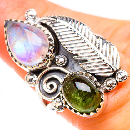 Rainbow Moonstone Rings handcrafted by Ana Silver Co - RING130452