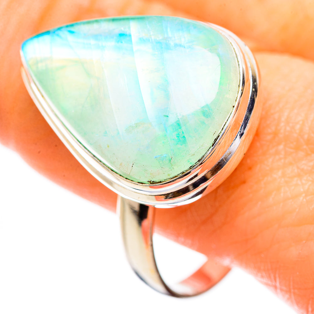 Green Moonstone Rings handcrafted by Ana Silver Co - RING130454