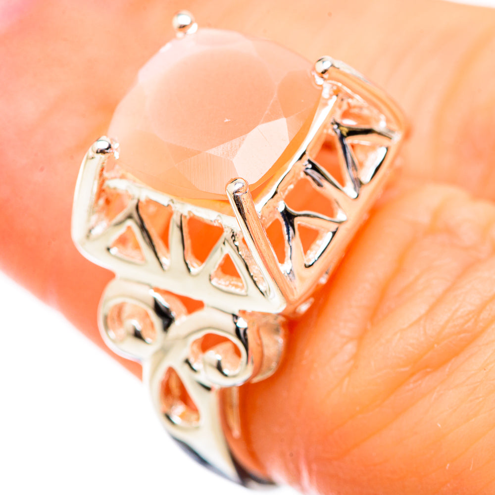 Peach Moonstone Rings handcrafted by Ana Silver Co - RING130456