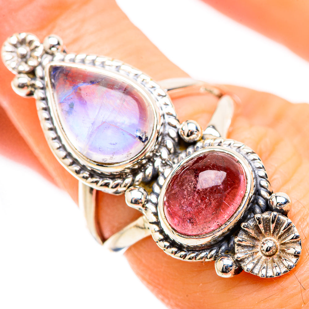 Rainbow Moonstone Rings handcrafted by Ana Silver Co - RING130460