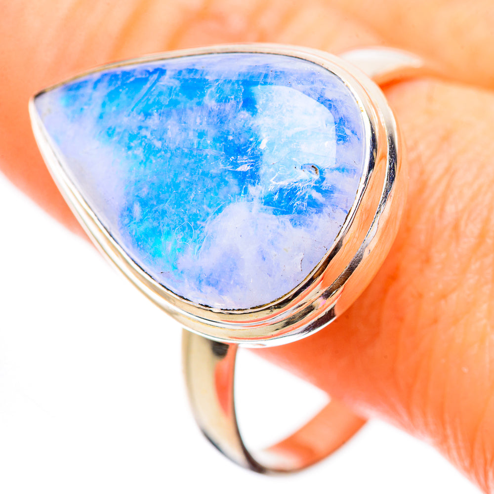 Rainbow Moonstone Rings handcrafted by Ana Silver Co - RING130475