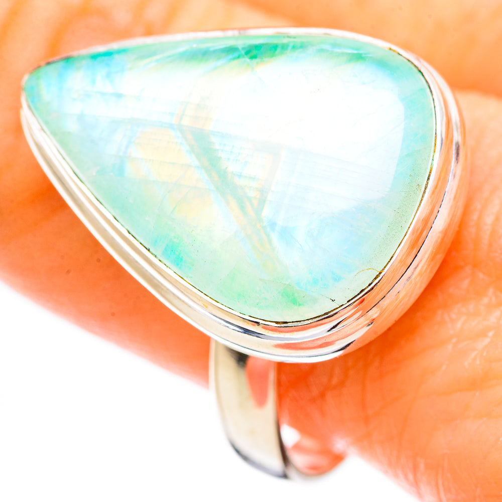 Green Moonstone Rings handcrafted by Ana Silver Co - RING130481