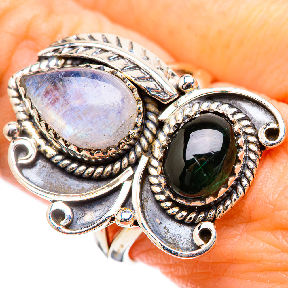 Rainbow Moonstone Rings handcrafted by Ana Silver Co - RING130482