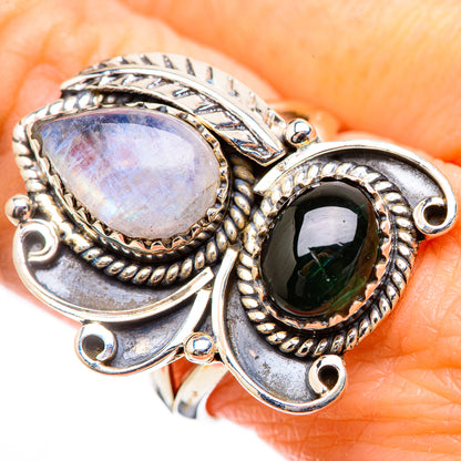 Rainbow Moonstone Rings handcrafted by Ana Silver Co - RING130482