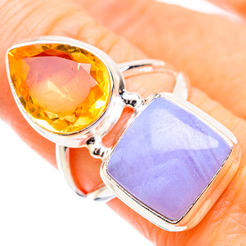Blue Lace Agate Rings handcrafted by Ana Silver Co - RING130486
