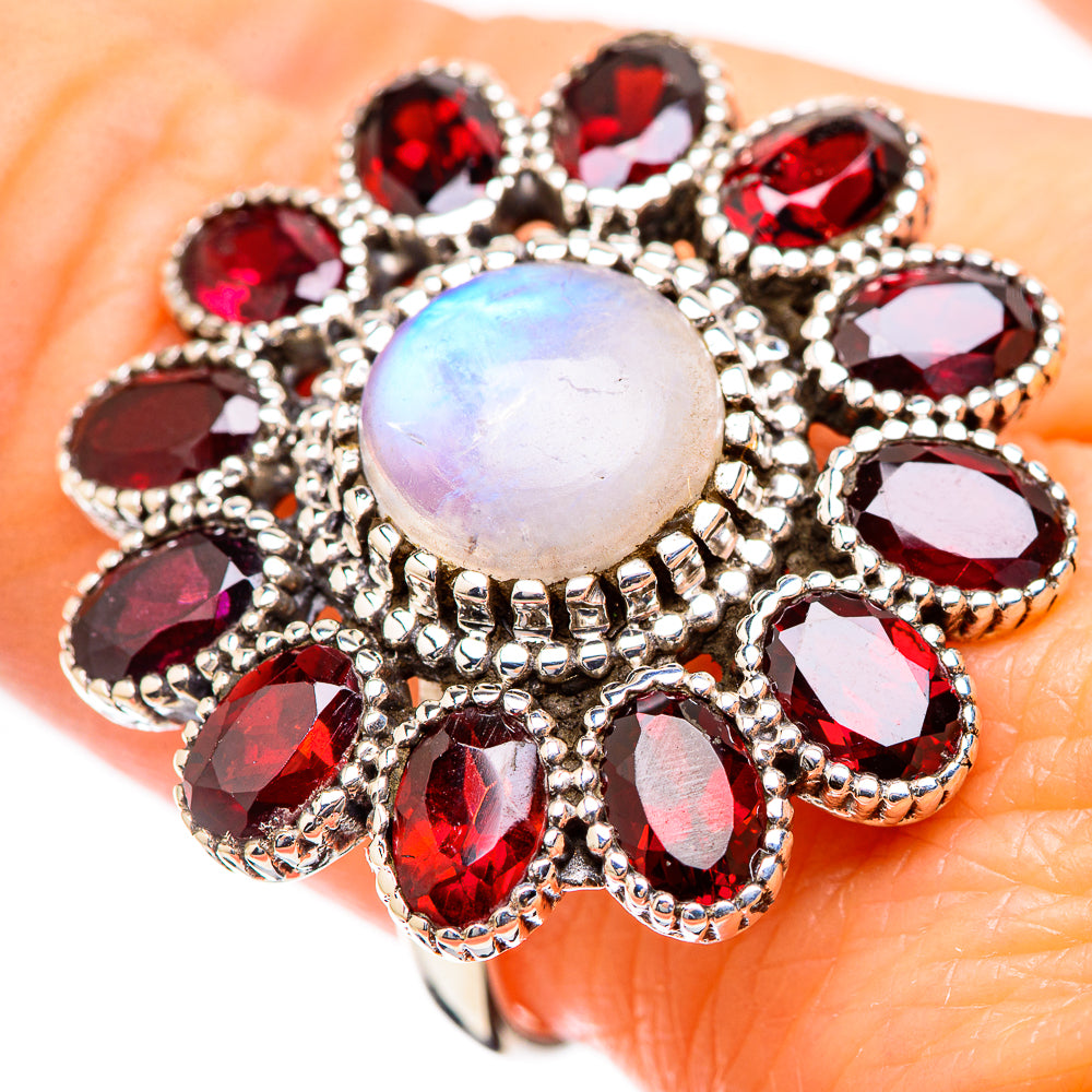 Rainbow Moonstone Rings handcrafted by Ana Silver Co - RING130491