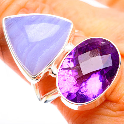 Blue Lace Agate Rings handcrafted by Ana Silver Co - RING130495