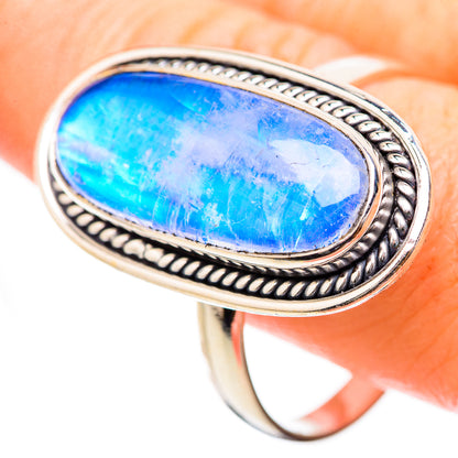Rainbow Moonstone Rings handcrafted by Ana Silver Co - RING130508