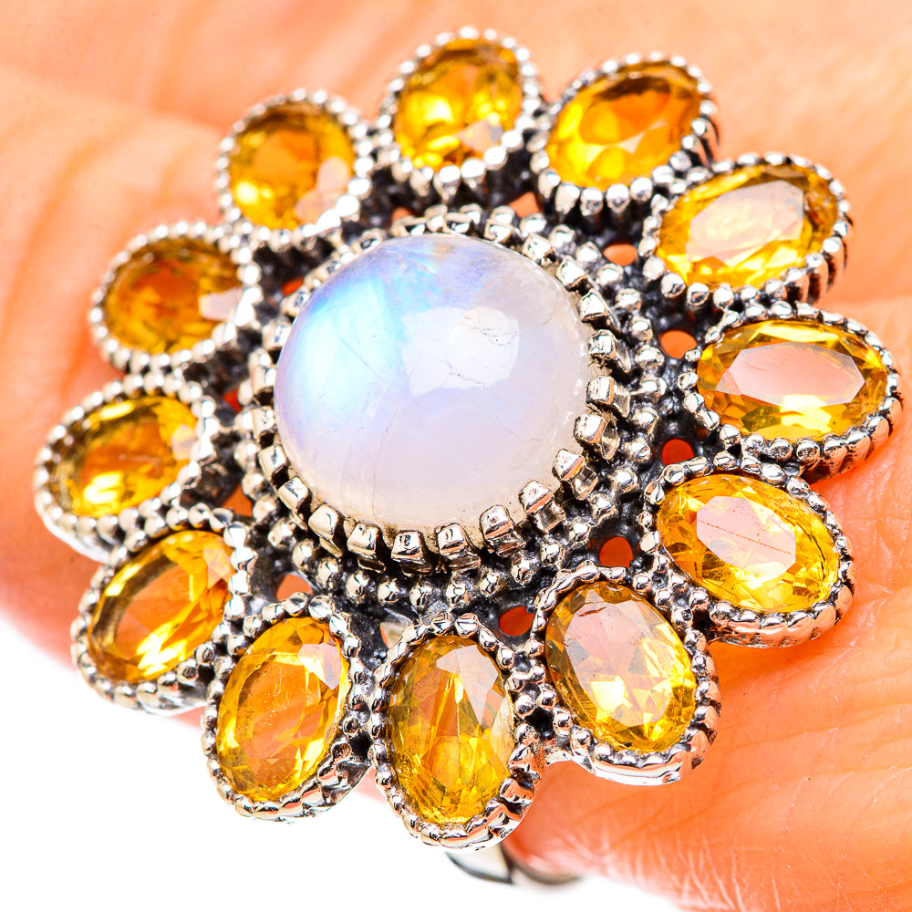 Rainbow Moonstone Rings handcrafted by Ana Silver Co - RING130512