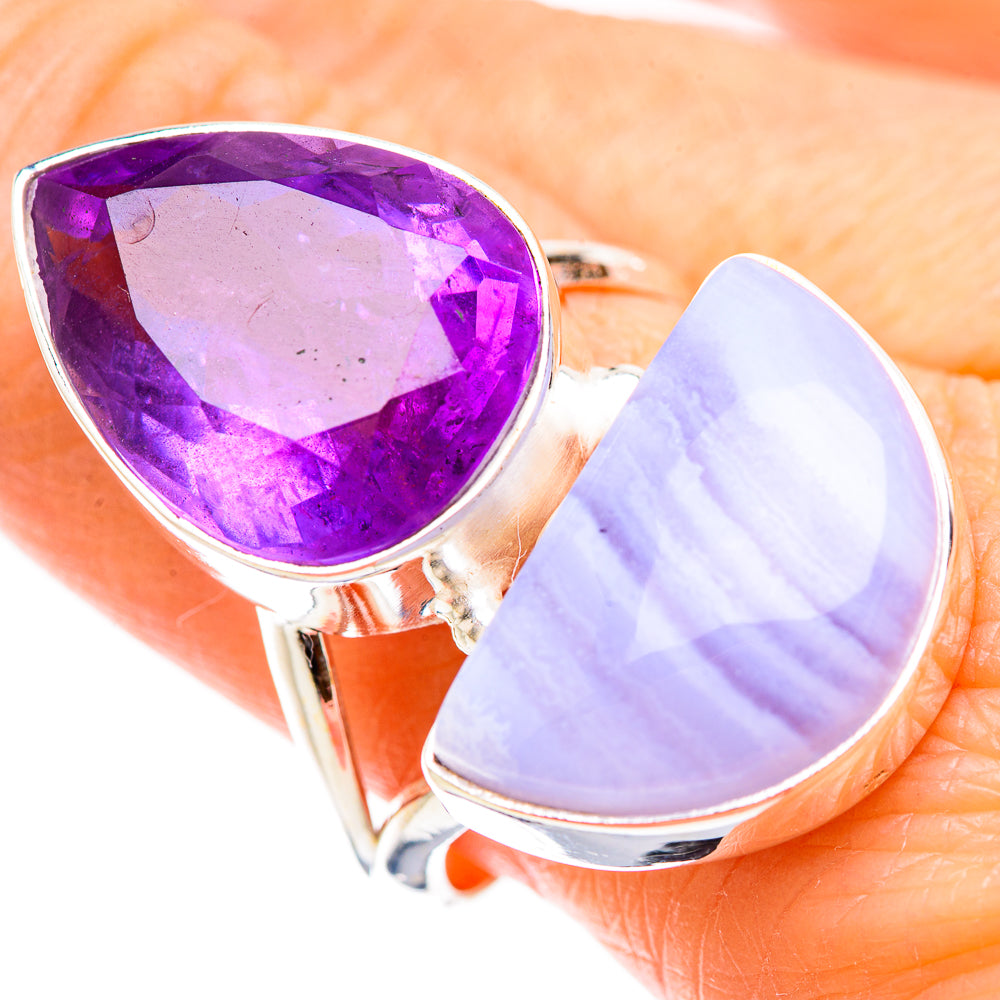 Blue Lace Agate Rings handcrafted by Ana Silver Co - RING130515