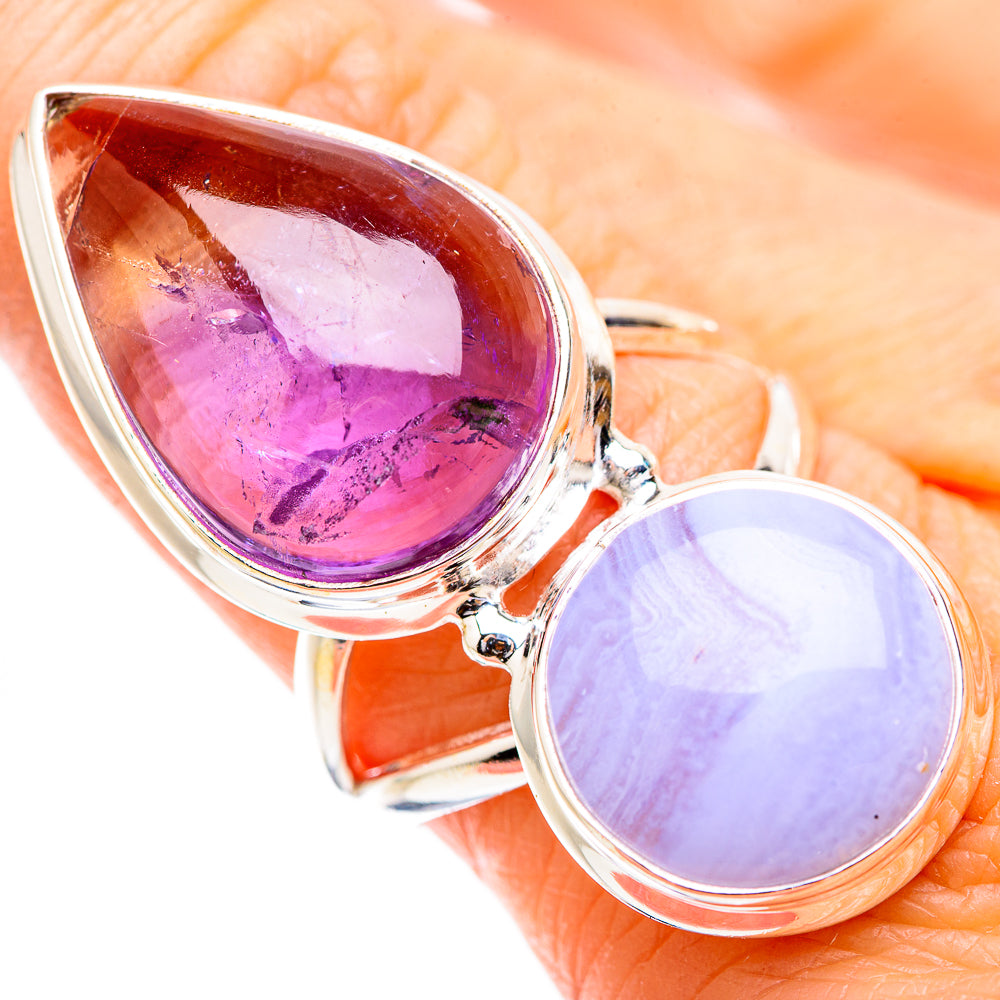 Blue Lace Agate Rings handcrafted by Ana Silver Co - RING130516