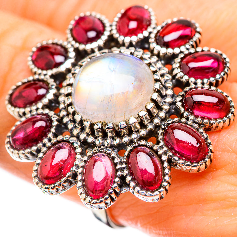 Rainbow Moonstone Rings handcrafted by Ana Silver Co - RING130520