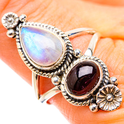 Rainbow Moonstone Rings handcrafted by Ana Silver Co - RING130556