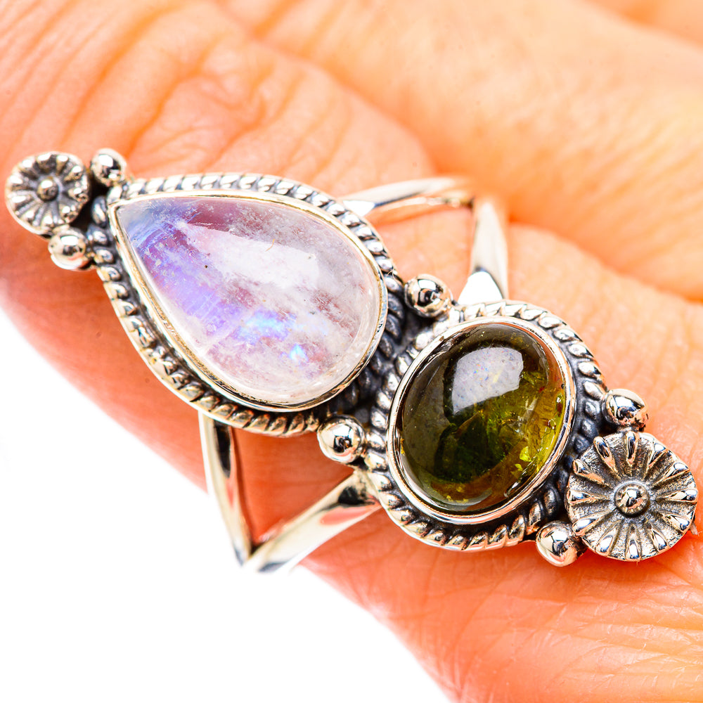 Rainbow Moonstone Rings handcrafted by Ana Silver Co - RING130576