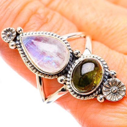 Rainbow Moonstone Rings handcrafted by Ana Silver Co - RING130576