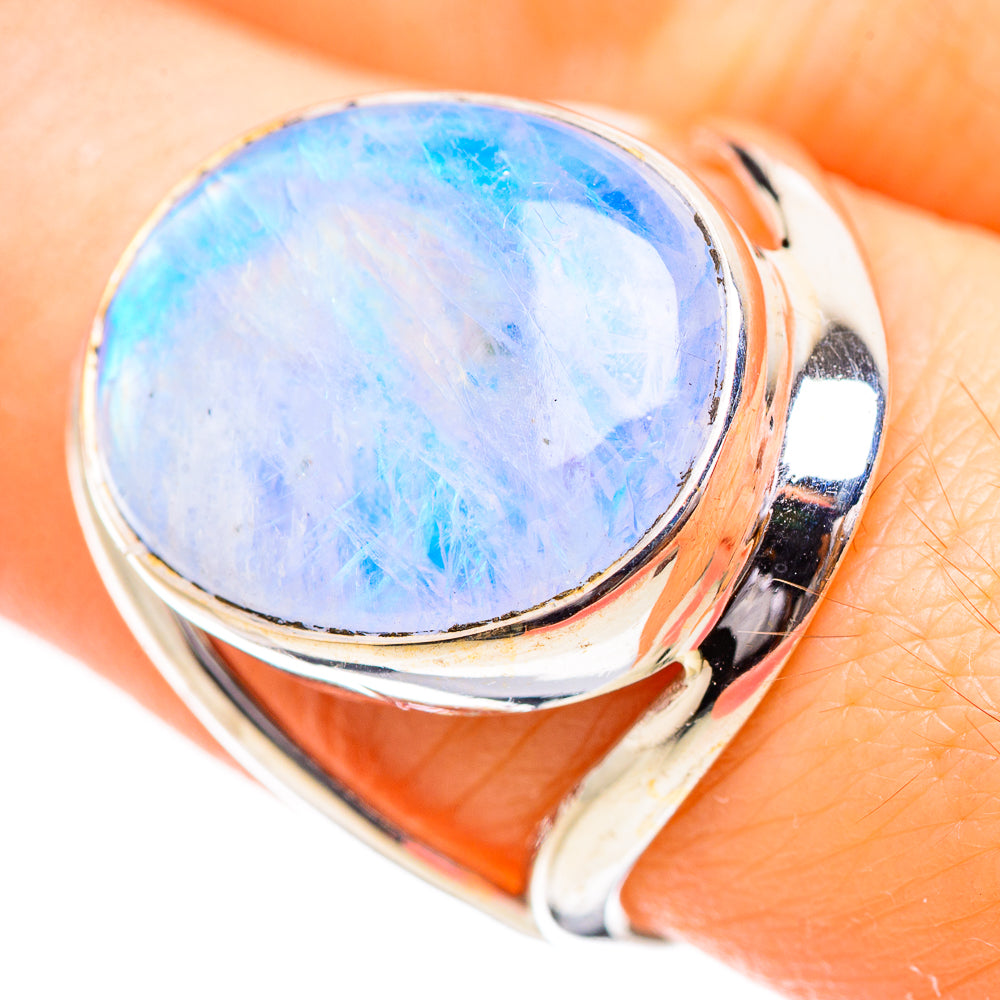 Rainbow Moonstone Rings handcrafted by Ana Silver Co - RING130598