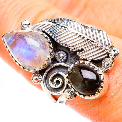 Rainbow Moonstone Rings handcrafted by Ana Silver Co - RING130606