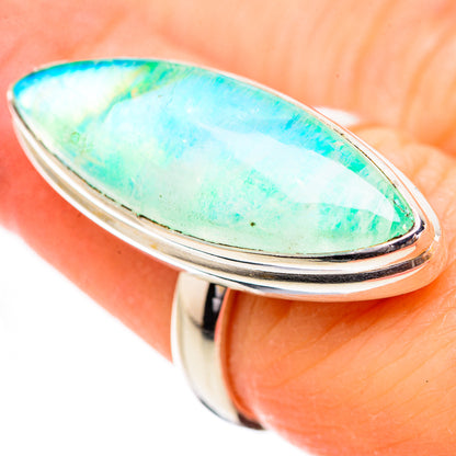 Green Moonstone Rings handcrafted by Ana Silver Co - RING130635