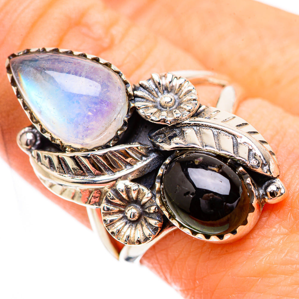 Rainbow Moonstone Rings handcrafted by Ana Silver Co - RING130637