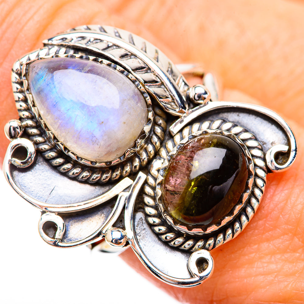 Rainbow Moonstone Rings handcrafted by Ana Silver Co - RING130652