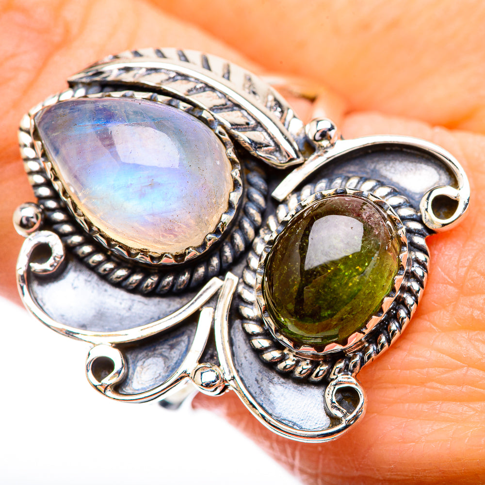 Rainbow Moonstone Rings handcrafted by Ana Silver Co - RING130668