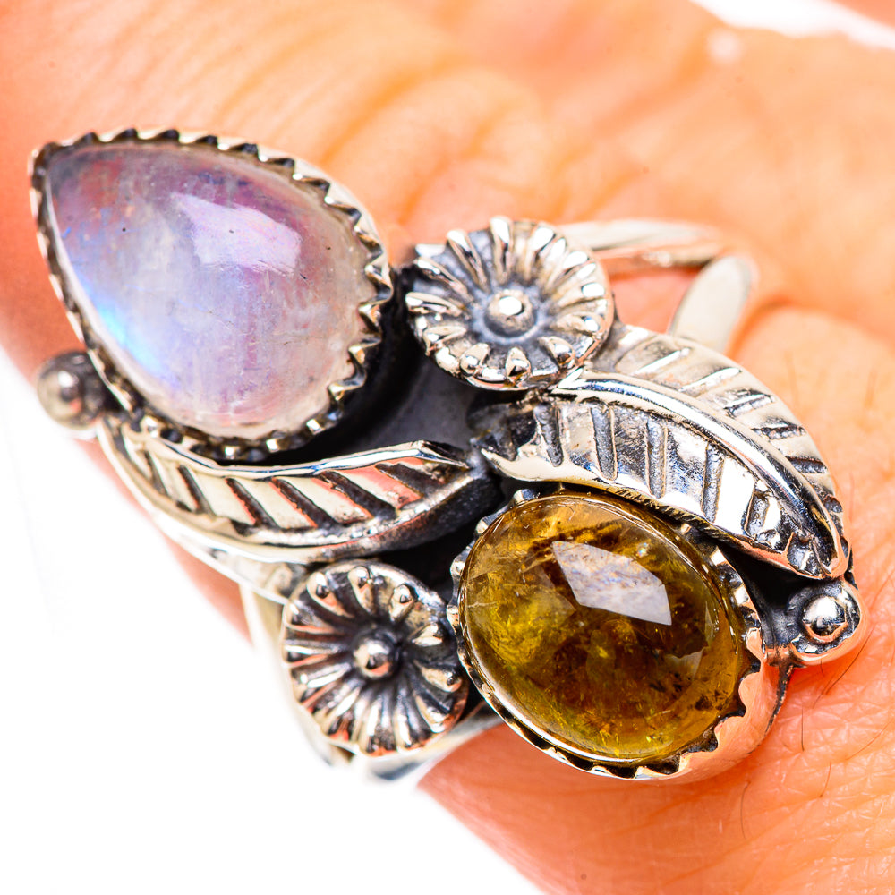 Rainbow Moonstone Rings handcrafted by Ana Silver Co - RING130669