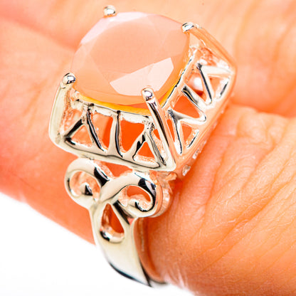 Peach Moonstone Rings handcrafted by Ana Silver Co - RING130671