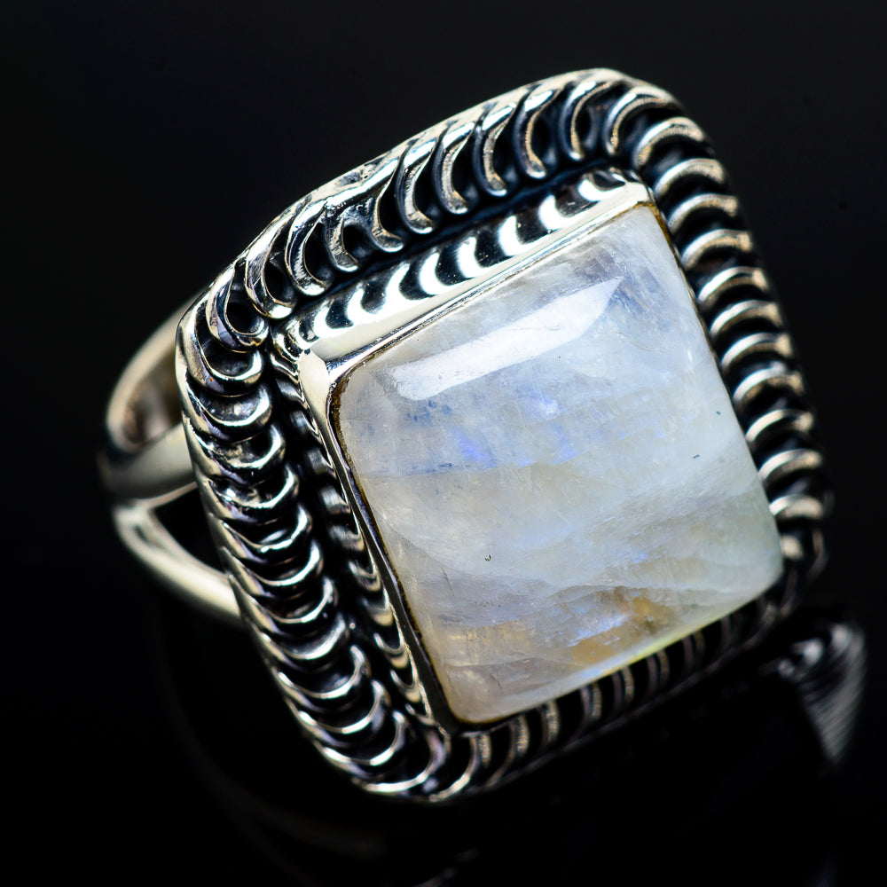Rainbow Moonstone Rings handcrafted by Ana Silver Co - RING13068