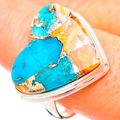 Spiny Oyster Turquoise Rings handcrafted by Ana Silver Co - RING130681