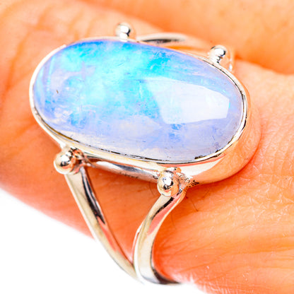 Rainbow Moonstone Rings handcrafted by Ana Silver Co - RING130694
