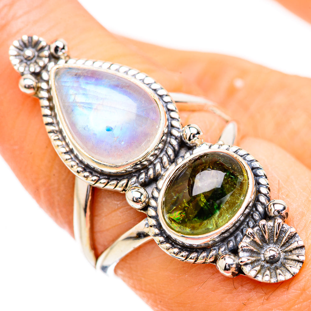 Rainbow Moonstone Rings handcrafted by Ana Silver Co - RING130701
