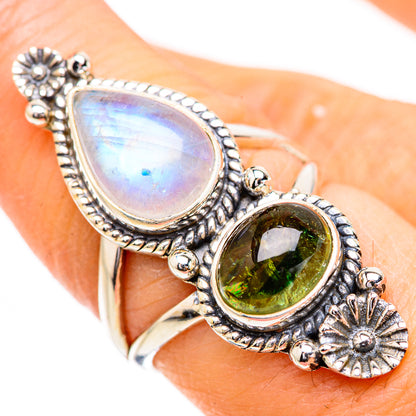 Rainbow Moonstone Rings handcrafted by Ana Silver Co - RING130701