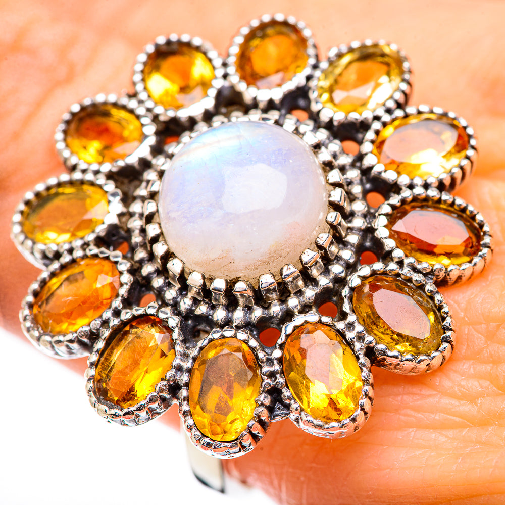 Rainbow Moonstone Rings handcrafted by Ana Silver Co - RING130705