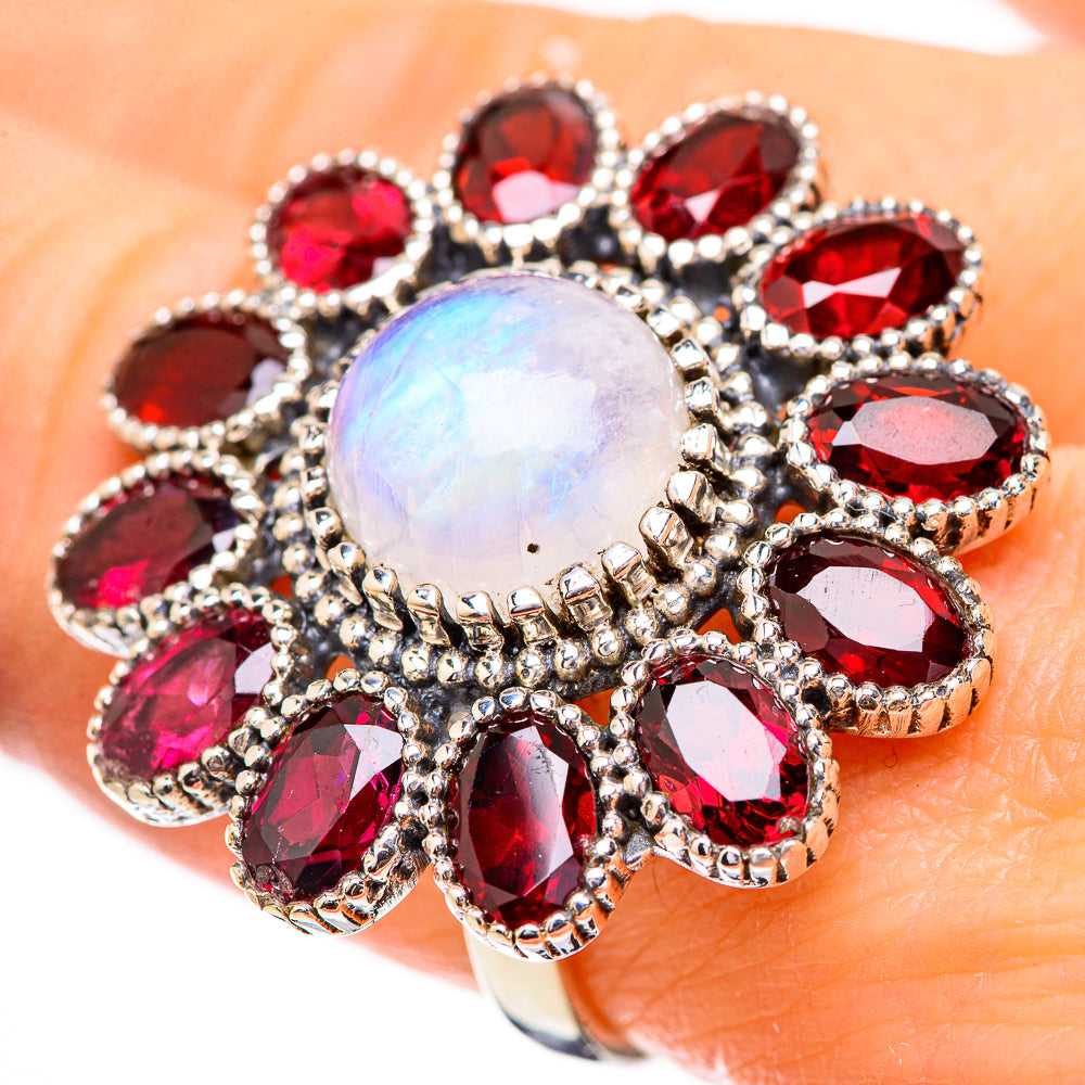 Rainbow Moonstone Rings handcrafted by Ana Silver Co - RING130709