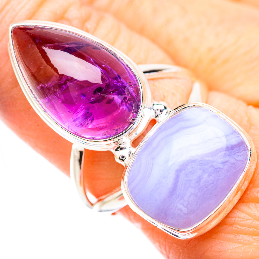 Blue Lace Agate Rings handcrafted by Ana Silver Co - RING130710
