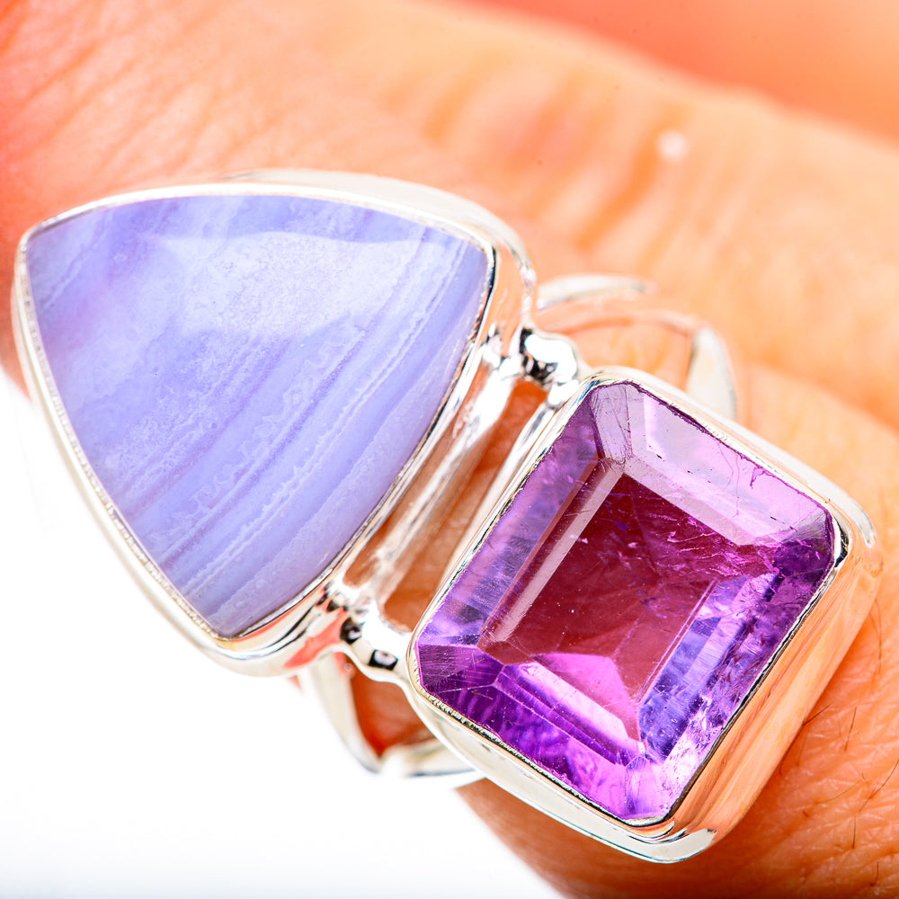 Blue Lace Agate Rings handcrafted by Ana Silver Co - RING130711