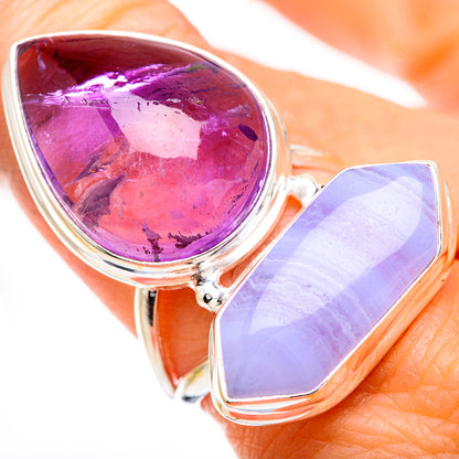 Blue Lace Agate Rings handcrafted by Ana Silver Co - RING130713