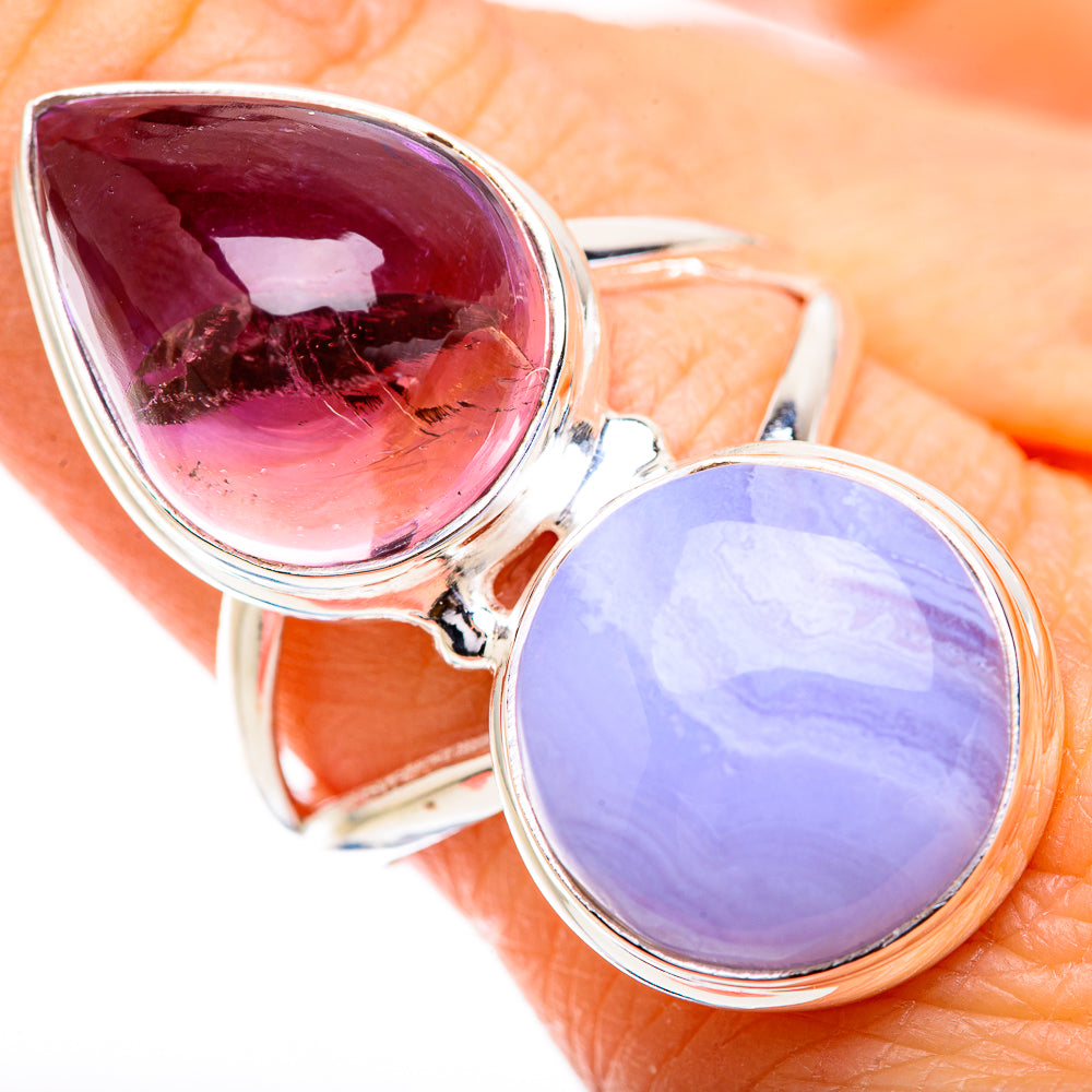 Blue Lace Agate Rings handcrafted by Ana Silver Co - RING130714