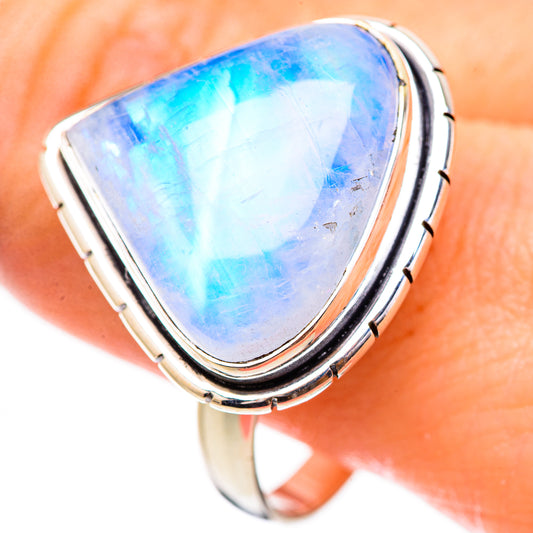 Rainbow Moonstone Rings handcrafted by Ana Silver Co - RING130724