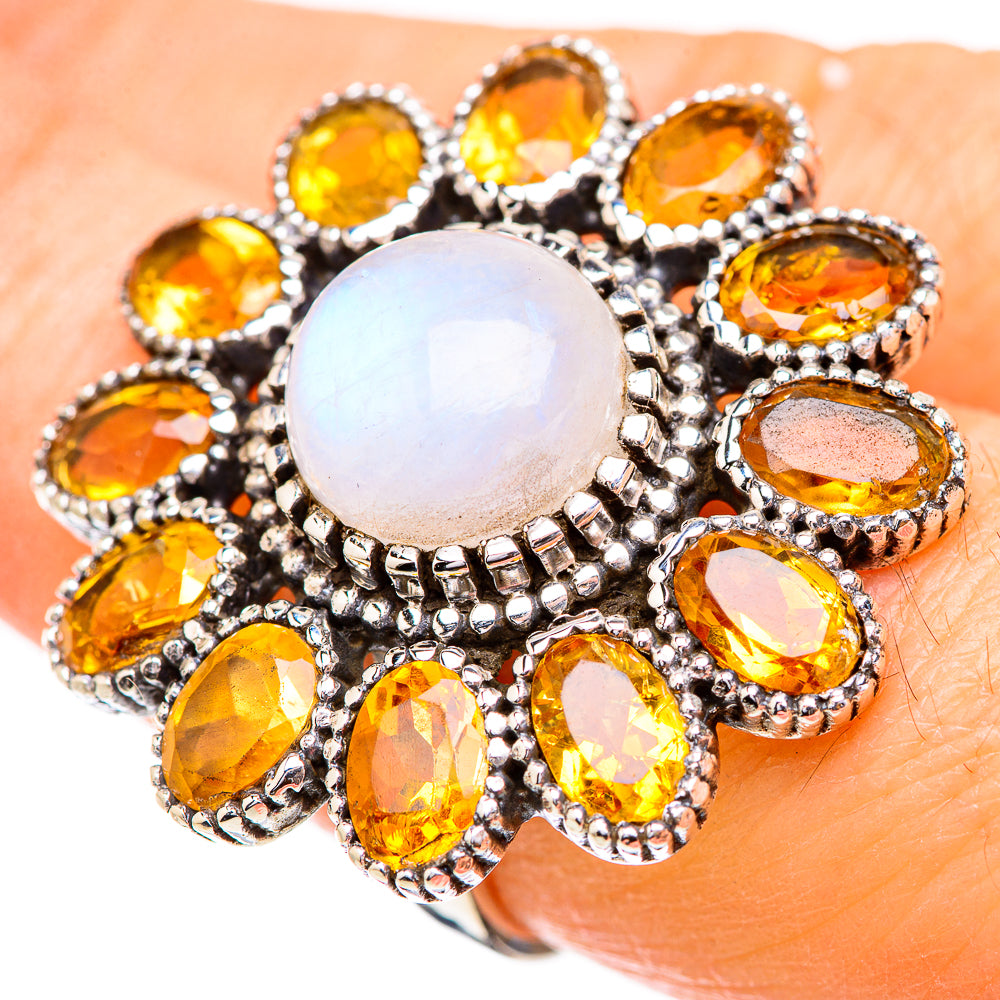 Rainbow Moonstone Rings handcrafted by Ana Silver Co - RING130730