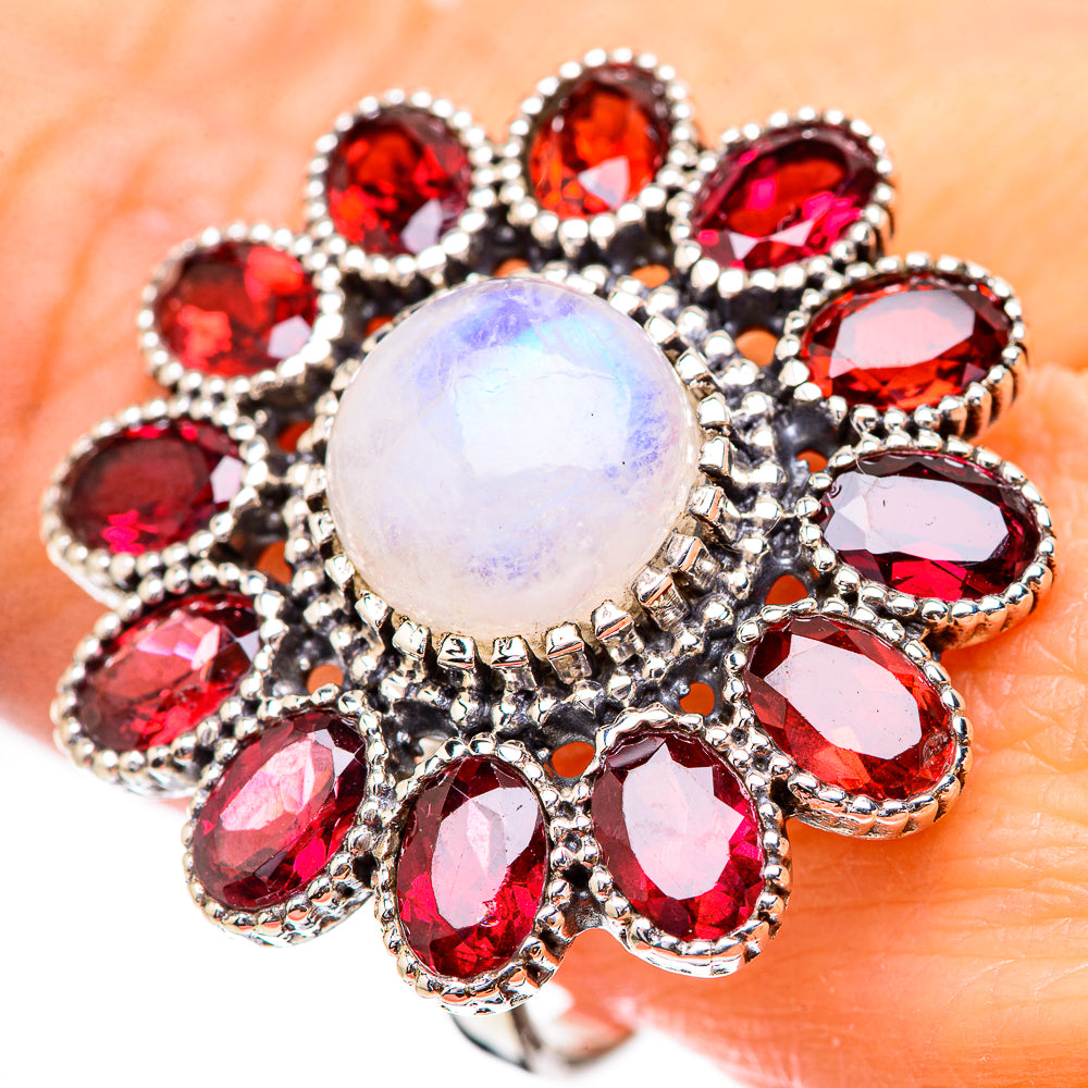Rainbow Moonstone Rings handcrafted by Ana Silver Co - RING130734
