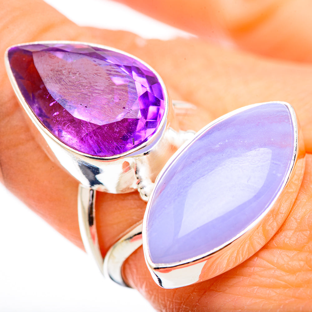 Blue Lace Agate Rings handcrafted by Ana Silver Co - RING130736