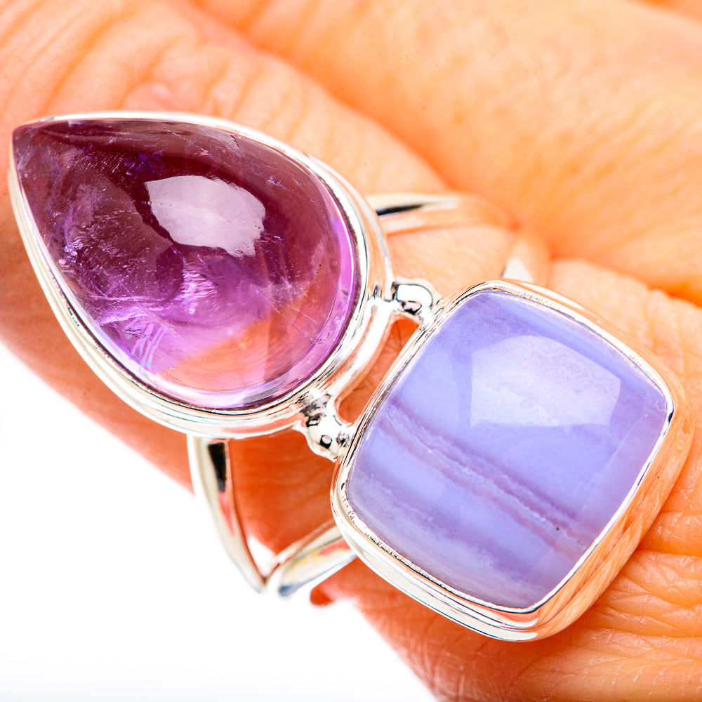 Blue Lace Agate Rings handcrafted by Ana Silver Co - RING130737